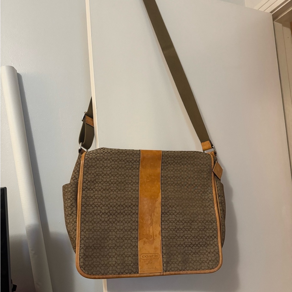 Coach Brown and Tan Laptop Bag